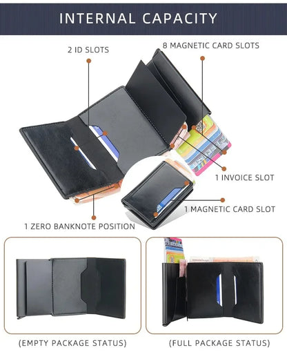 Anti Rfid Blocking Men Card Holder Case Wallets Free Name Customized Small Card Wallets Mini Wallet Qaulity Small Male Purses