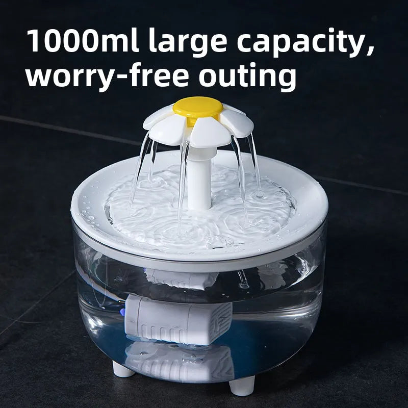 1L USB Electric Mute Pet Water Fountain Automatic Cat Drinking Bowl Filter Quiet Dispenser with Carbon Filter for Fresh Water