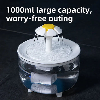 1L USB Electric Mute Pet Water Fountain Automatic Cat Drinking Bowl Filter Quiet Dispenser with Carbon Filter for Fresh Water