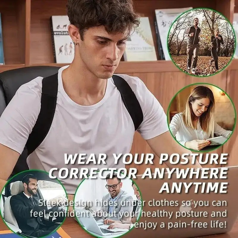 Adjustable Posture Corrector for Adults & Teens, Hunchback Correction Belt Back Support Brace Improve Sitting Standing