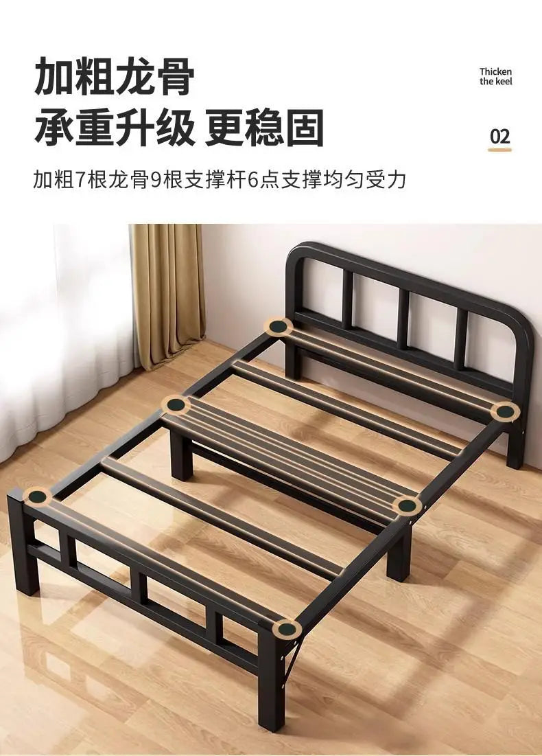 Folding single bed household simple bed office nap artifact marching bed dormitory lunch break small bed adult iron bed