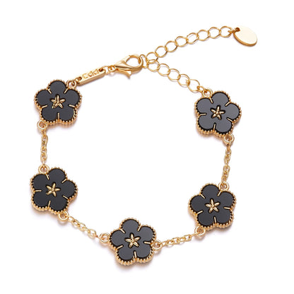 Light Luxury Double-sided Plum Blossoms Bracelets for Women Lucky Five Leaf Flower Adjustable Bracelets Aesthetic Party Jewelry