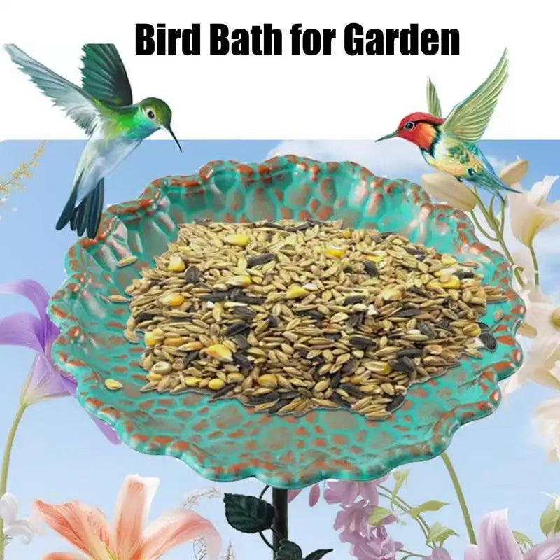 Garden Bird Bath Decorative Outdoors Garden Feeder Bowl Multi-Functional Rust-Proof Standing Bowl For Farm Pathway Patio Garden