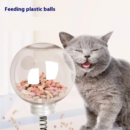 Interactive cat snack dispenser toys transparent food stuffing balls cat toys