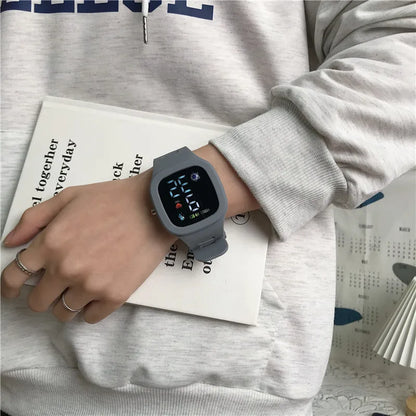 Sports Electronic Watch for Kids Children LED Digital Watch Big Dial Silicone Football Sports Watch Boys Girls Student Clock