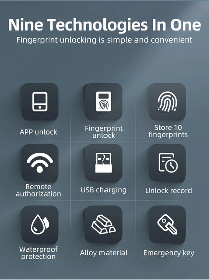 ROCKBROS Bicycle Smart Lock Bluetooth Fingerprint Unlock Waterproof High Strength Steel Alloy Anti-theft U-Lock Bike Accessories