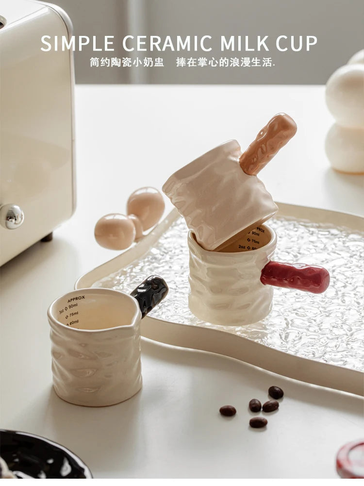 3oz/90ml Milk Jug Espresso Cup with Scale Fine Ceramic Coffee Measuring Cup Extraction Cup Milk Jug