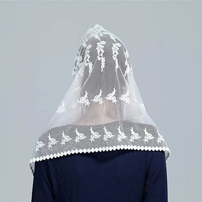 Latin Church White Bridal Lace Mantilla Veil Muslim Church Veil Shawl