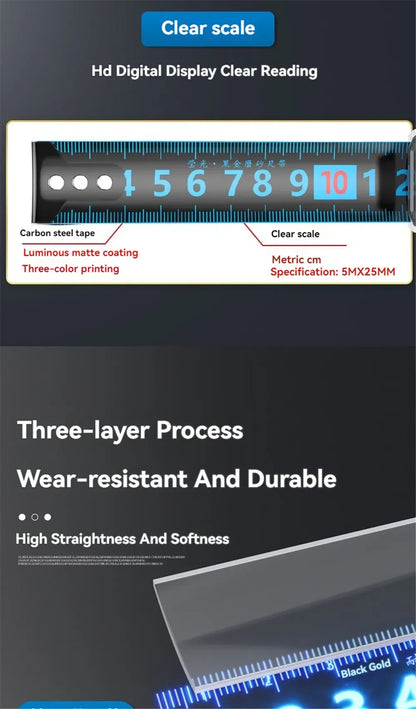 Automatic Locking Anti-cut Hand Blue Laser Digital Tape Measure Measuring Tape Retractable for Electrician Man Gift