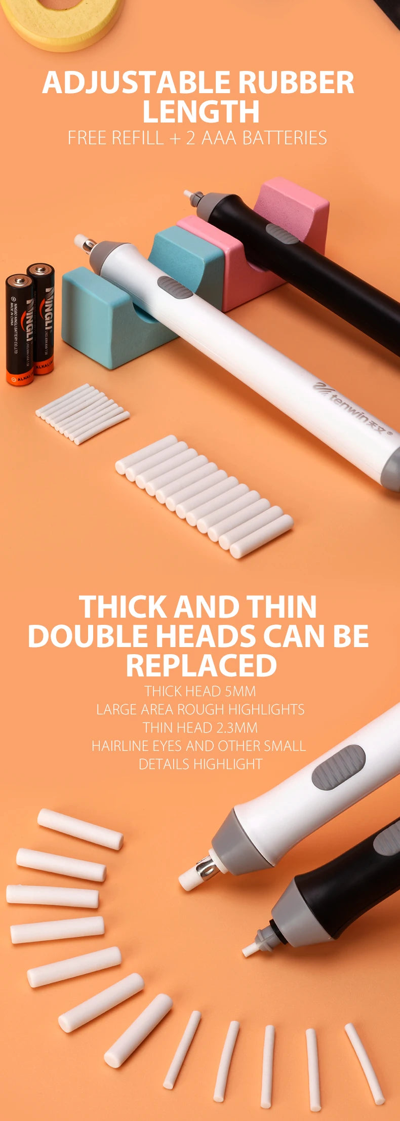 Adjustable Electric Borradores Escolares Rubber Refills Sketch Drawing Erasing Automatic School Cute Rubber Stationery Supplies