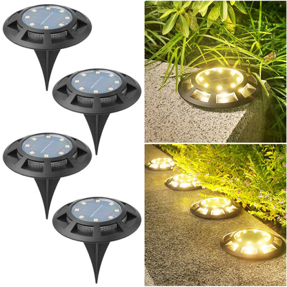 Solar Ground Light with Smart Light Sensor, LED Path Lights for Garden Yard Stairs