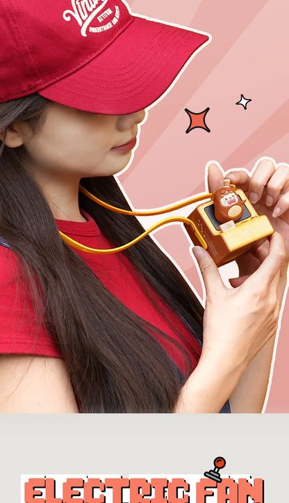 Mini Fan Cartoon halterneck fan USB charging lazy fan portable handheld outdoor mini bladeless small fan
