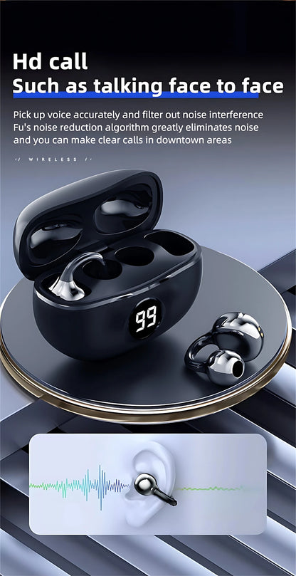 Wireless Headphones Fone Bluetooth Headset With Mic Handsfree Noise Canceling Earphones Clip Ear Music  Sports Gaming Earplug