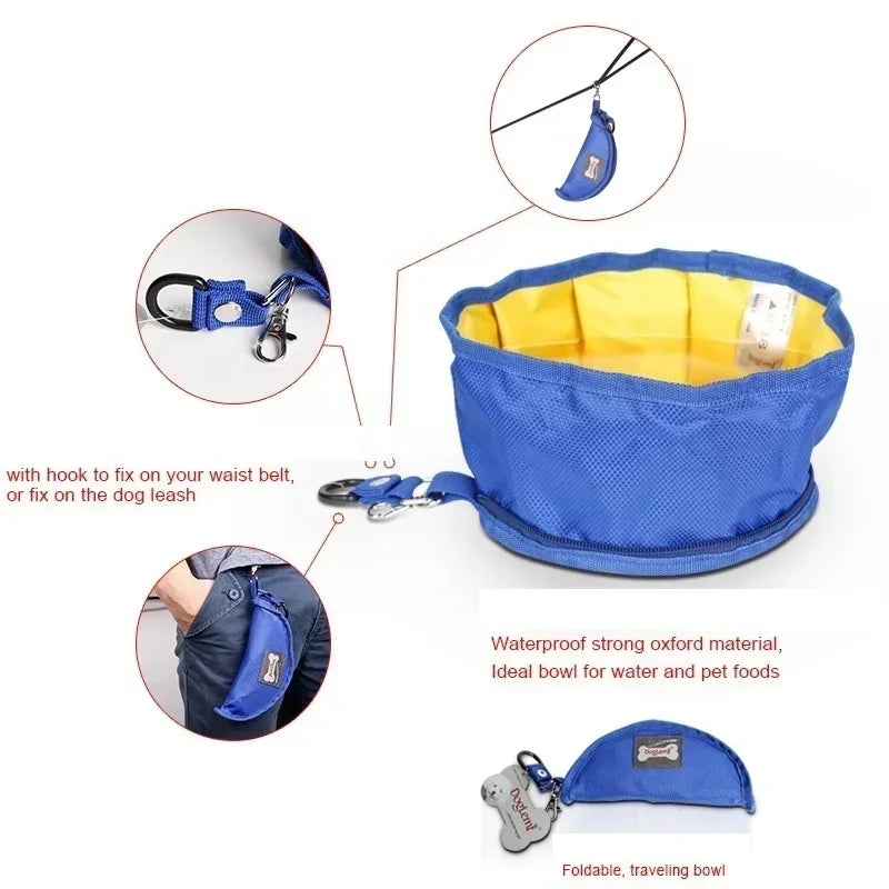 1100ML Large Capacity Dog Drinking Water Container Foldable Dog Water Bowl Food Storage Bag Outdoor Hiking Folding Pet Bowl