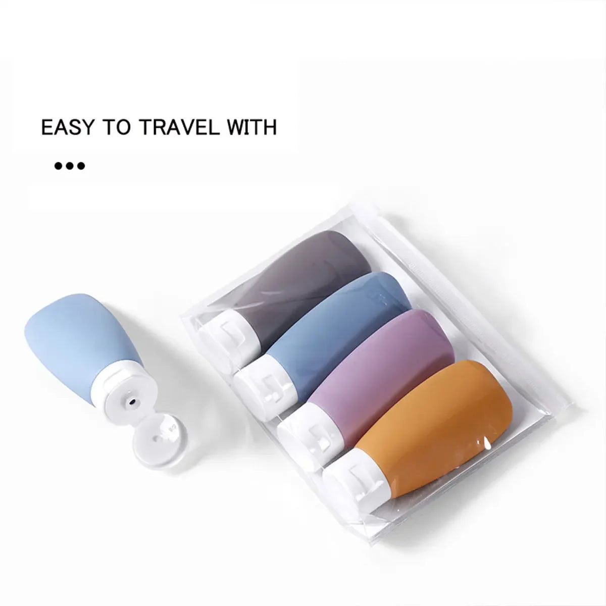 4-Piece Silicone Leak-Proof Travel Bottle for Business Trip Portable Refillable Squeezable Container for Toiletries Lotion