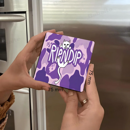 Cat R-Ripndips Fridge Photo Fridge Magnet Square Stickers Personalize Home Decor Souvenirs Gift