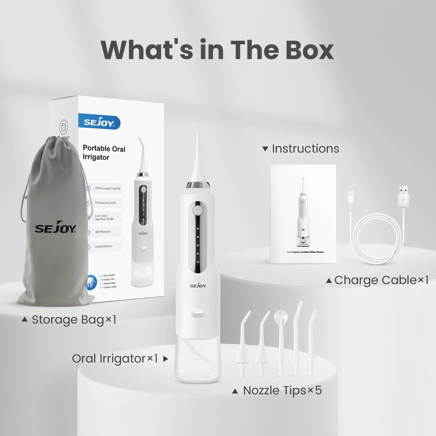 SEJOY Water Flosser for Teeth Irrigator Teeth Whitening Tool Portable Water Pick Personal Care Appliances Dental Teeth Cleaner