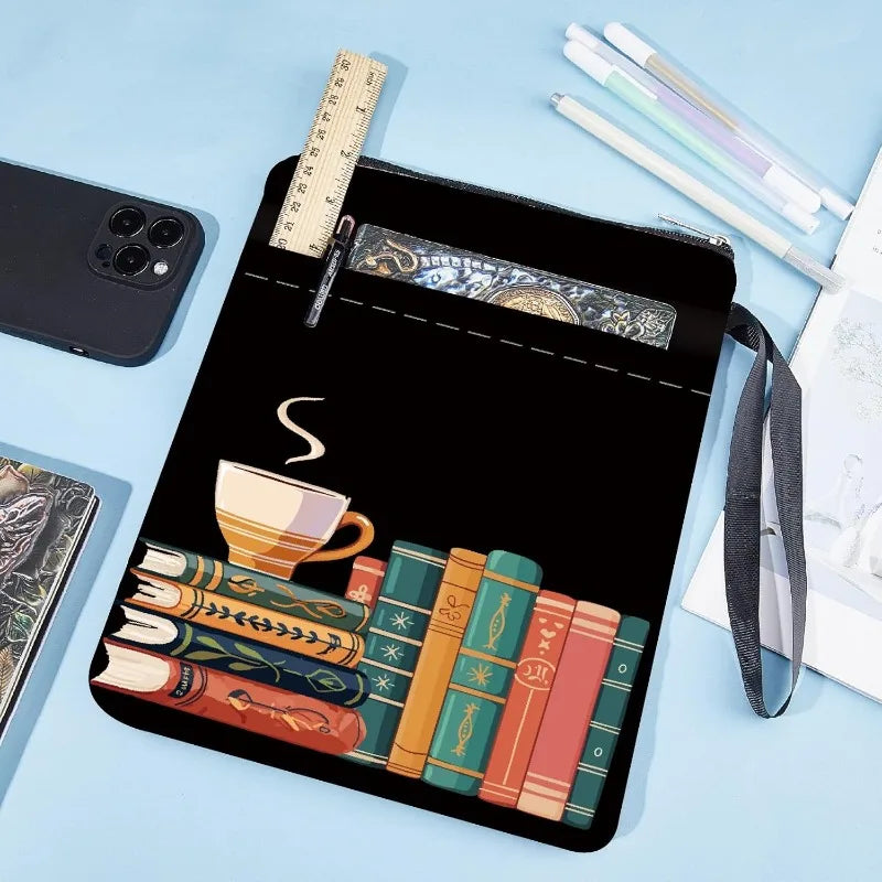 1 pc Book Sleeve Coffee Book Covers Book Pattern Black Book Protector for Paperbacks Washable Fabric Cloth Book Cover