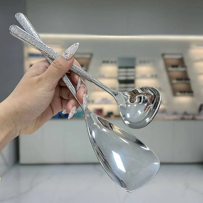 1Pc Stainless Steel Thickening Spoon Creative Long Handle Hotel Hot Pot Spoon Soup Ladle Home Kitchen Essential Tools