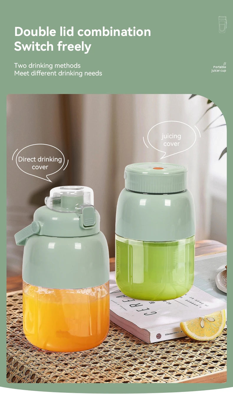 Portable Fruit Blender 800ml Multifunctional Electric Juicer Cup 10 Steel Blades Summer Milkshake Machine USB Rechargeable