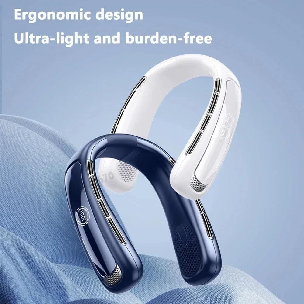 15000mah Portable Neck Fan Smart Digital Display USB Rechargeable Outdoors Bladeless Silent Cooling Neck Fan For Summer Sport