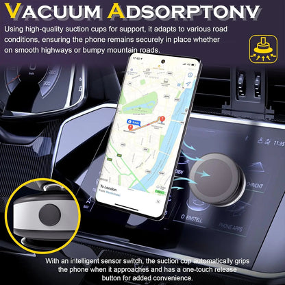 Magnetic Car Phone Holder Mount 360°Rotation N52 Strong Magnetic for iPhone 12-16 Android Smartphone Vacuum Adsorption Bracket