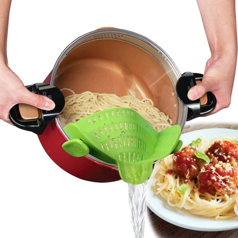 1pc Adjustable Silicone Clip-On Strainer for Pots, Pans, and Bowls - Handheld Drainer for Noodles, Pasta