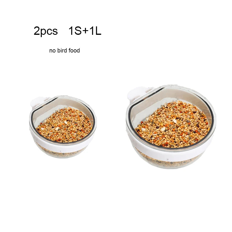 Bird Feeding Bowl Detachable Transparent Bowl Plastic Food Cup For Cage Convenient Hanging Seed Water Feeder for Parrots