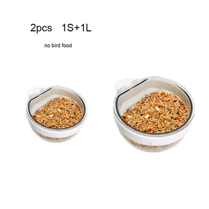 Bird Feeding Bowl Detachable Transparent Bowl Plastic Food Cup For Cage Convenient Hanging Seed Water Feeder for Parrots