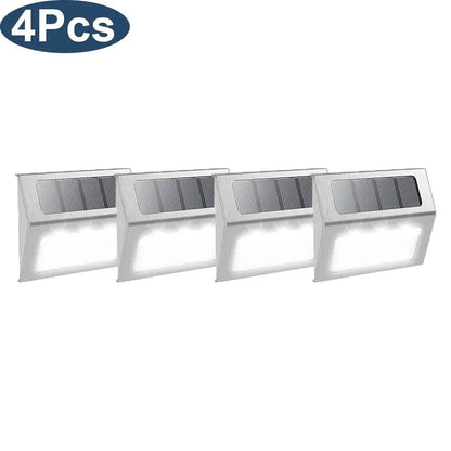 3LED Step Light Stainless Steel Solar Fence Lights Waterproof Outdoor LED Wall Lamps Deck Lights For Stair Garden Fence Patio