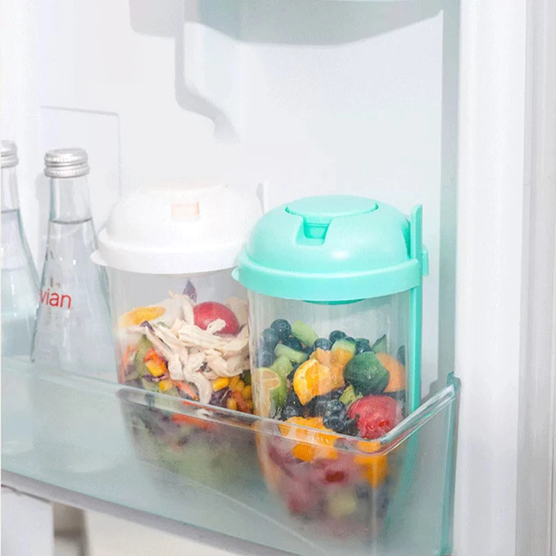 Portable DIY Salad Cups Breakfast Cereal Nut Yogurt Container Set with Fork Sauce Bottle Picnic Food Container Bento Lunch Box