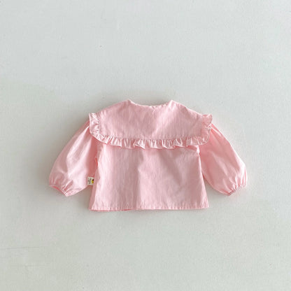 New stylish and fashionable spring and autumn baby shirt for infants and toddlers, long-sleeved shirt with a large lapel