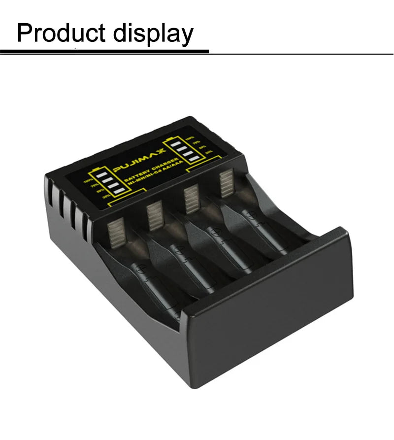 Battery Charger for AAA/AA Rechargeable 4 Slot Batter Charger With LED Indicator Charger Cable for AA/AAA Ni-MH/Ni-Cd Batteries