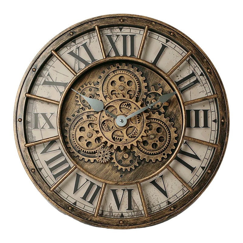 Fashions Gears Wall Clock Industrial Retro Wall Clock Living Room Decorative Wall Clock Stylish Silent Wall Clock Quartz Clock