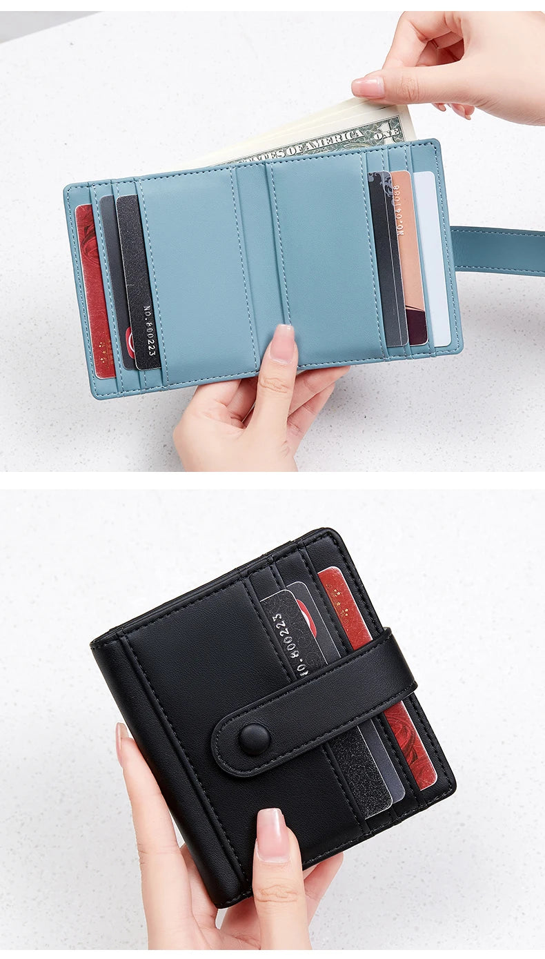 RFID Anti-blocking Wallet for Women, Multi-Card, Credit Card Bag, Lightweight and Simple, Short Buckle, Small, Fashion Wallet