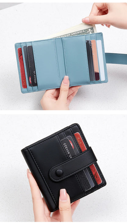RFID Anti-blocking Wallet for Women, Multi-Card, Credit Card Bag, Lightweight and Simple, Short Buckle, Small, Fashion Wallet