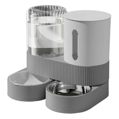 Automatic Cat Feeder Automatic Pet Feeder Water Dispenser Set for Cats Dogs 2-in-1 Food Bowl with Stainless Steel Insert