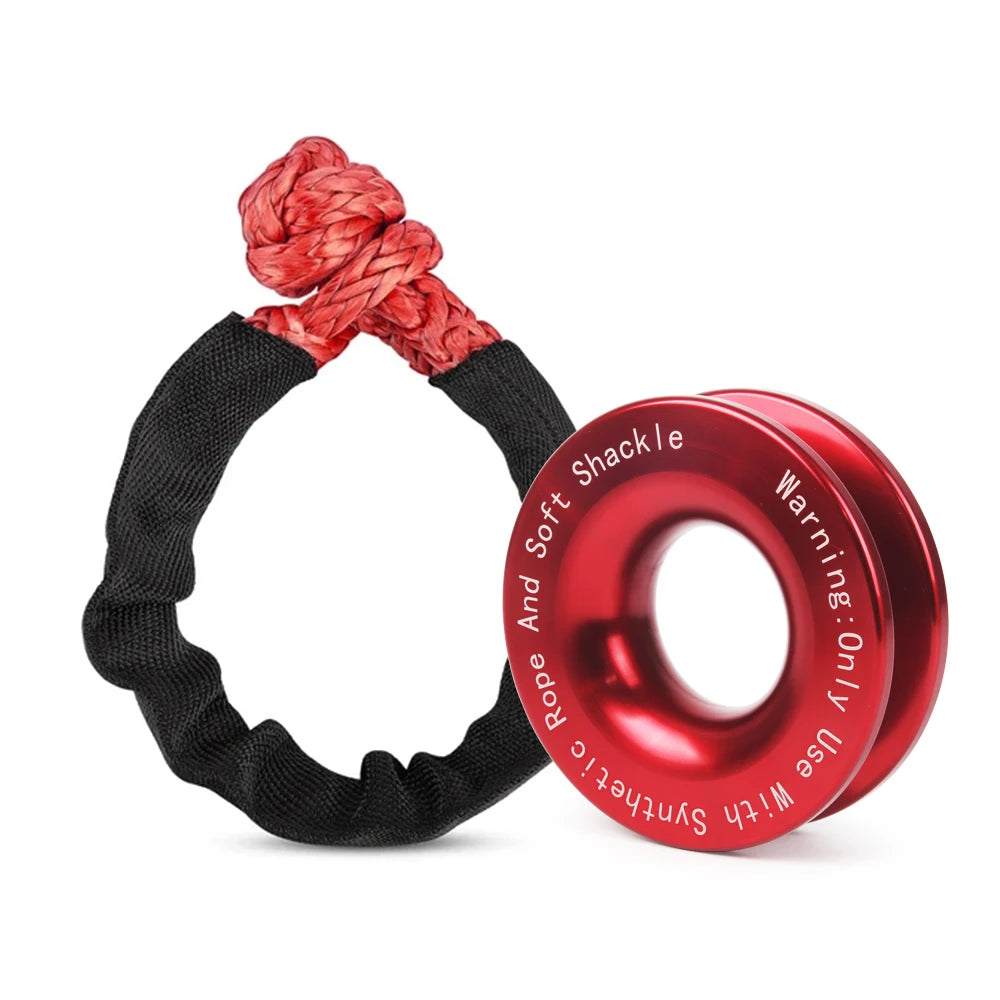55000lbs Winch Rope Synthetic Soft Shackle+Recovery Ring Set Rugged Shackles With Protective Sleeve for Truck Vehicle Recovery