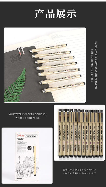 Line Drawing Pen Art Pigment Ink Drawing Waterproof Art Architecture School Supplies Paint Brushes Pinceles Painting Supplies