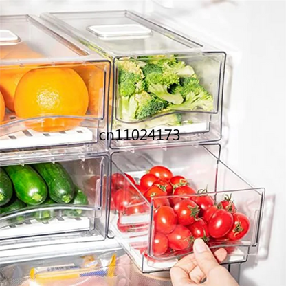 Refrigerator Organizer Bins With Pull Out Drawers Fridge Produce Drawer Set For Save Vertical Space Durable