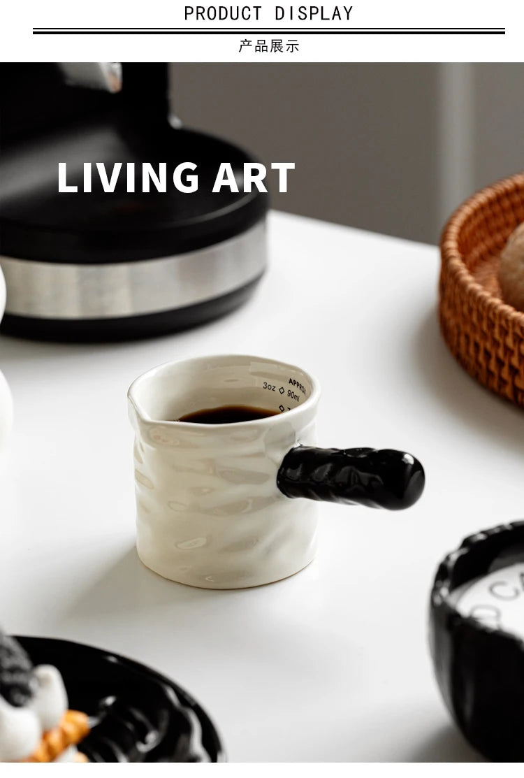 3oz/90ml Milk Jug Espresso Cup with Scale Fine Ceramic Coffee Measuring Cup Extraction Cup Milk Jug