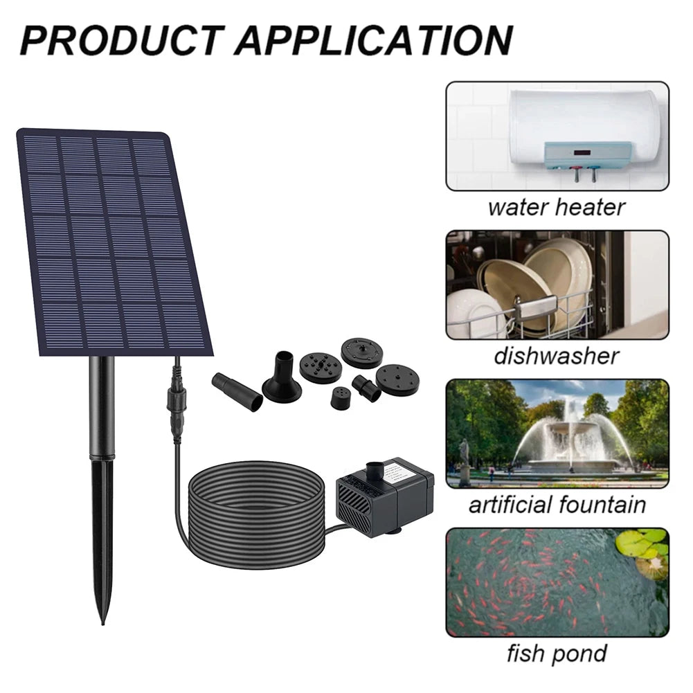 5W 5V Solar Panel Fountain 200L/h with Stake Solar Panel Pump Garden Decoration Watering System Energy Saving Kits for Fish Tank