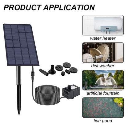 5W 5V Solar Panel Fountain 200L/h with Stake Solar Panel Pump Garden Decoration Watering System Energy Saving Kits for Fish Tank