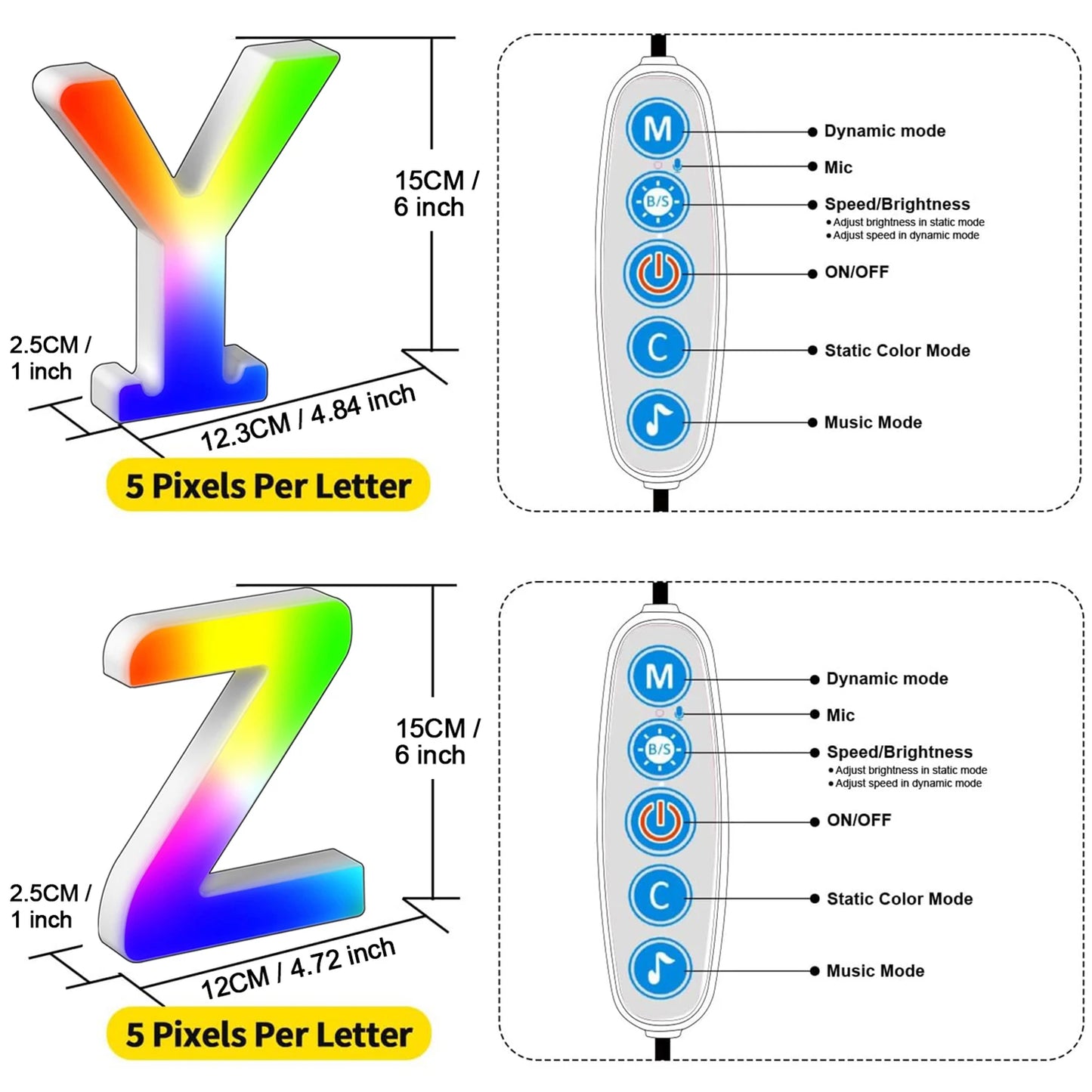Smart LED Letters Lights Alphabet Light Decorative Name Letter Number Lamp Night Light USB MeRGBW App Music Sync Logo Game Home