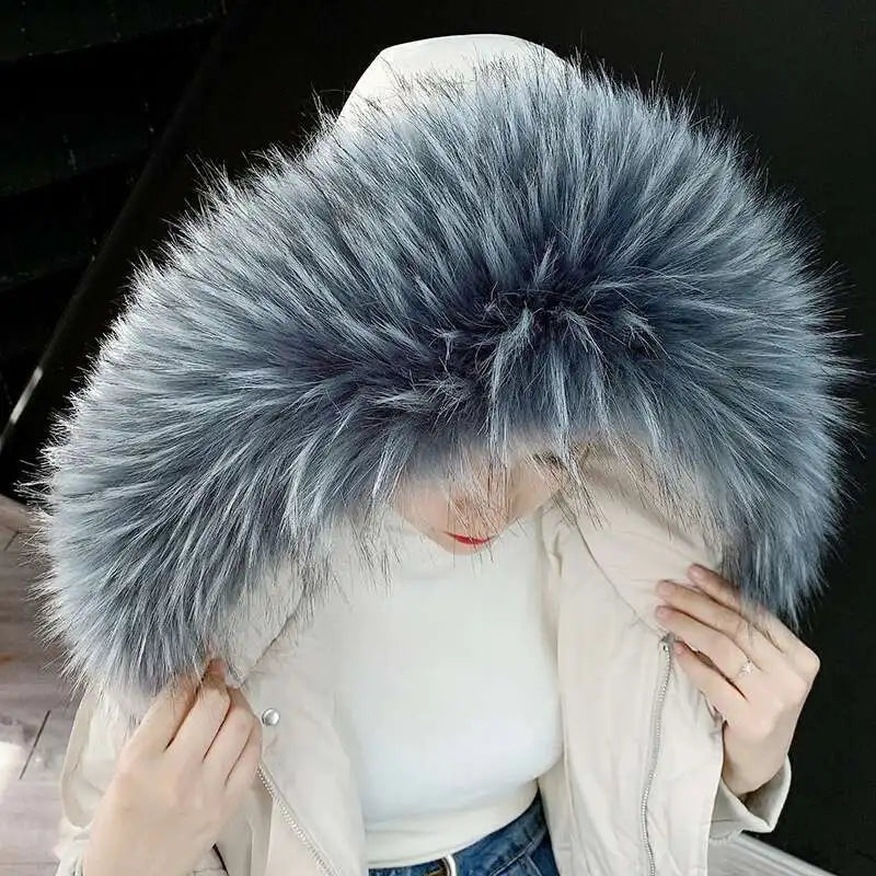 Detachable Faux Fur Collar Extra Large Warm Fake Fur Scarf Wrap Evening Cape For Winter Womens Coat Faux Fur Hood Ttrim Collar