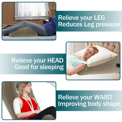 Portable Inflatable Wedge Pillow Multifunctional Body Pillow Lumbar Yoga Pillow PVC Foot Pillow Elevation Leg Travel Pillows