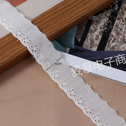 Beige White Floral Embroidery Cotton Lace Ribbon DIY Apparel Sewing & Fabric Handmade Crafts Material Lace Tape