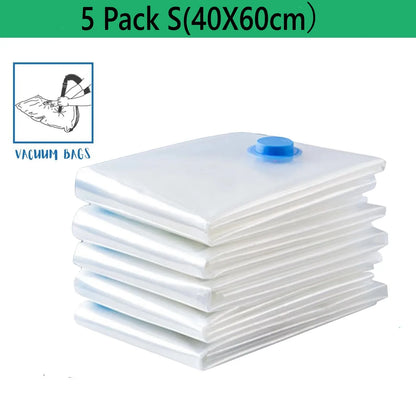 5 Pack Vacuum Storage Bags, Space Saver Bags Compression for Comforters and Blankets, Sealer Clothes Travel Packing Organizer