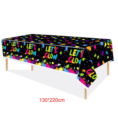 Glow Party Table Covers Neon Party Tablecloths Party Tablecloths Disposable Plastic Neon Glow Table Cloth Birthday Party Supplie