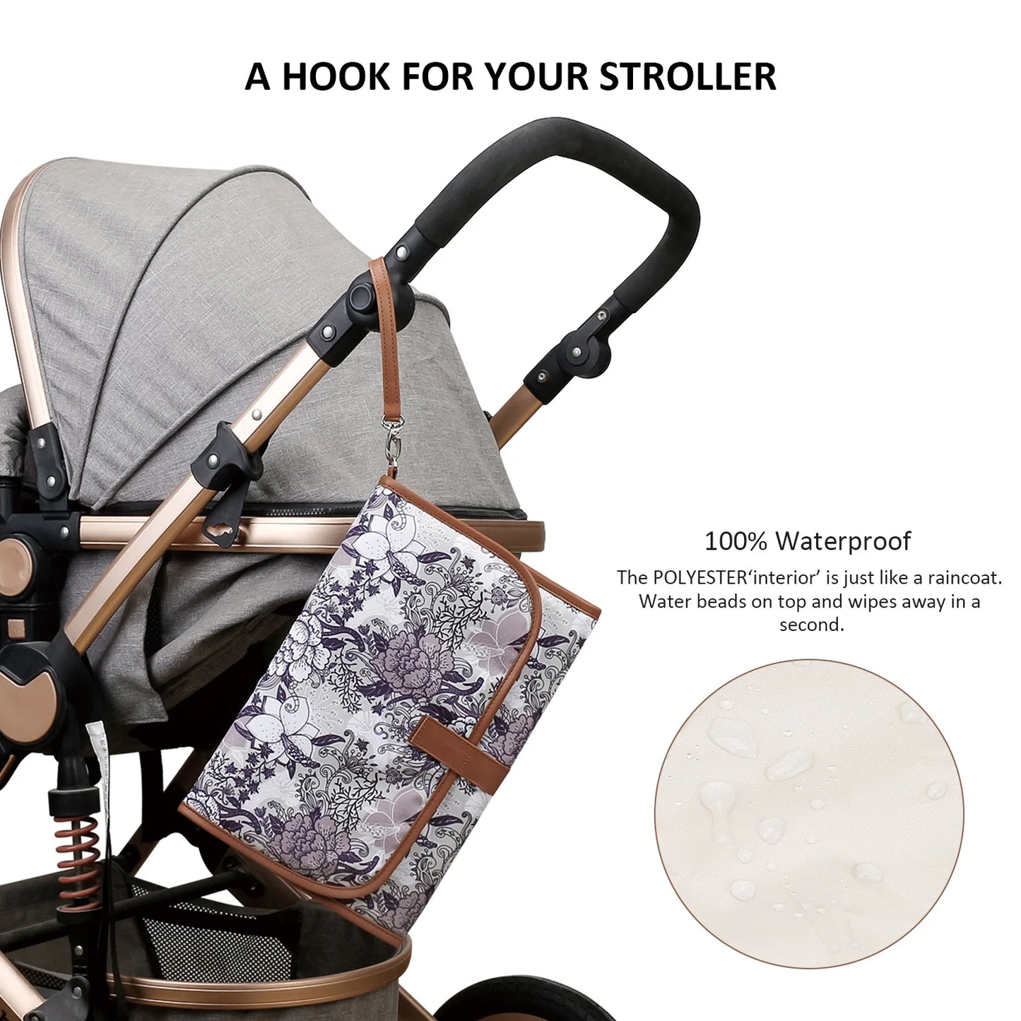 New Portable Diaper Changing Pad, Portable Changing pad for Newborn Girl & boy - Baby Changing Pad with Smart Wipes Pocket